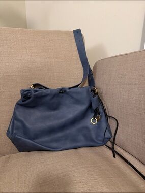 Songmont Navy Shoulder Bag with Gold Accents